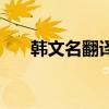 韩文名翻译成英文（韩文名字翻译器）