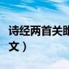 诗经两首关雎蒹葭原文（诗经二首关雎蒹葭原文）