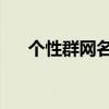 个性群网名大全霸气（qq个性群网名）