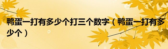 鸭蛋一打有多少个打三个数字（鸭蛋一打有多少个）