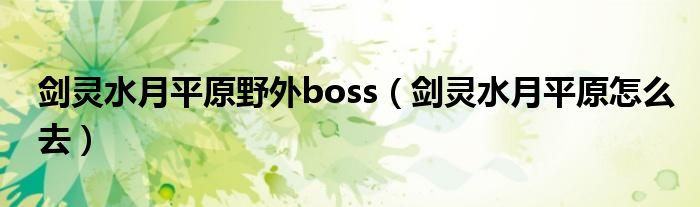 剑灵水月平原野外boss（剑灵水月平原怎么去）