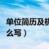 单位简历及机构怎么写好（单位简历及机构怎么写）