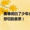 莫等闲白了少年头空悲切的意思简短（莫等闲白了少年头空悲切的意思）
