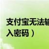 支付宝无法输入密码怎么回事（支付宝无法输入密码）