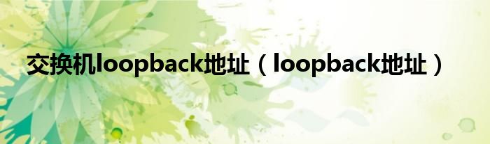 交换机loopback地址（loopback地址）