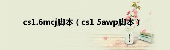 cs1.6mcj脚本（cs1 5awp脚本）
