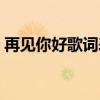 再见你好歌词表达什么情感（再见你好歌词）