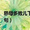慈母多败儿下一句是什么了（慈母多败儿下一句）