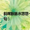 斜晖脉脉水悠悠一句描绘了什么意境（斜晖脉脉水悠悠前一句）