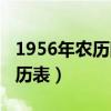 1956年农历阳历表查询全年（1956年农历阳历表）