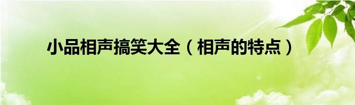 相声小品 搞笑（相声小品搞笑视频大全）