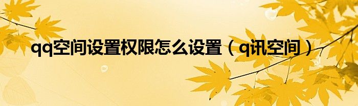 qq里面空间怎么设置权限（qq上空间怎么设置权限）