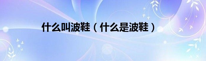 男波鞋与女波鞋区别（啥叫波鞋）