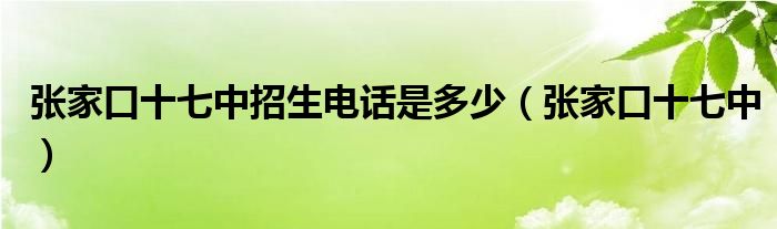 张家囗十七中官网（张家口十七中联系方式）