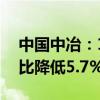 中国中冶：1-5月新签合同额5089.1亿元 同比降低5.7%