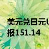 美元兑日元USD/JPY短线一度下跌60点，现报151.14