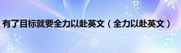 有了目标就有了方向（有了目标就要全力以赴各自安好）