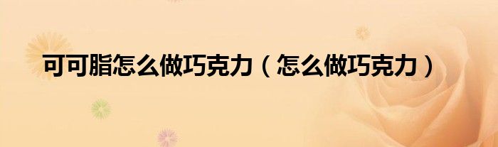 巧克力 可可脂 代可可脂（可可脂巧克力配料表）