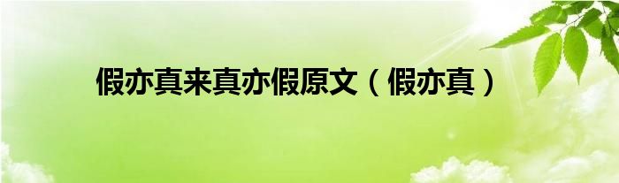 假亦真来真亦假,无为有处有还无是啥意思（假亦真来真亦假的后半句）
