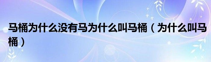 马桶里面为什么没有马系列（为什么马桶没有马还叫马桶）