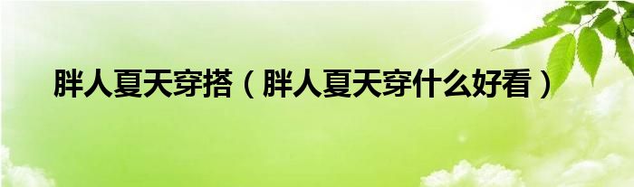 胖的人夏天热怎么解决（夏季胖人怎么穿搭才好看）
