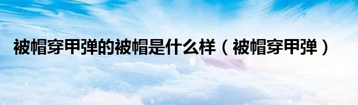 被帽穿甲榴弹（被帽穿甲弹怎么读）