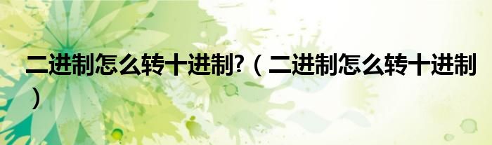 二进制数怎么看（二进制数怎么转10进制数）