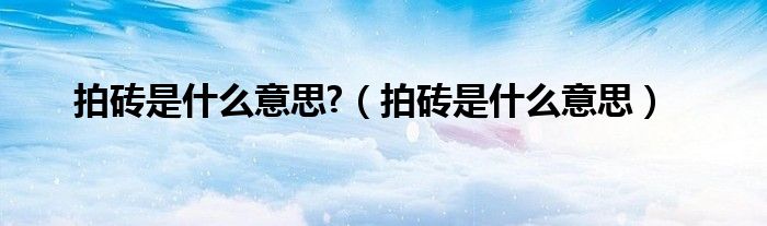 拍砖网络词什么意思（拍砖的寓意是什么）