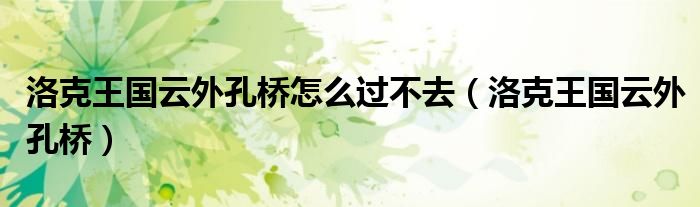洛克王国云外孔桥在什么地方（洛克王国云外孔桥为什么是黑的）