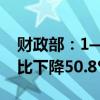 财政部：1—5月证券交易印花税439亿元 同比下降50.8%