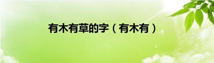 有木有草（有木有水有火的字）