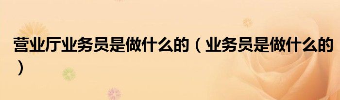 营业厅营业员的工作报偿怎么写（营业厅营业员的工作职责是什么）