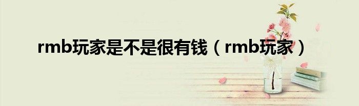 游戏里人民币玩家是什么意思（rmb玩家是什么）