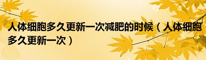 减肥身体的细胞多久全部更换一次（减肥细胞更新周期）