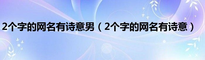 2个字的网名好听（2个字的网名男生诗句）