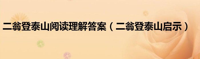 二翁登泰山精神（二翁登泰山原文及翻译启示）