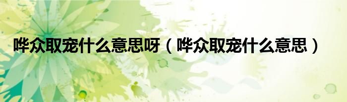 哗众取宠啥意思啊（哗众取宠啥意思啊）