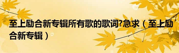 至上励合单曲全部（至上励合歌曲现场版）
