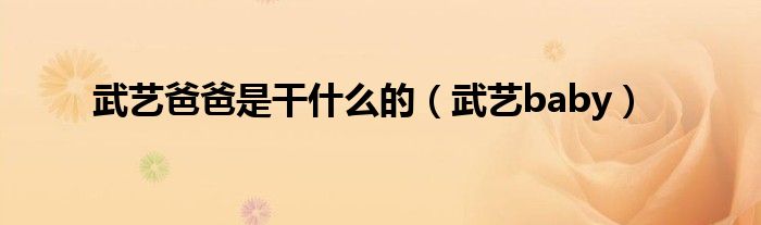 武艺爸爸妈妈复婚了吗（武艺爸爸妈妈做什么的）