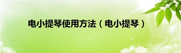 电小提琴和普通小提琴区别（如何简单使用小提琴）