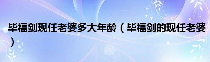 毕福剑现在在哪里工作（毕福剑现在的老婆）