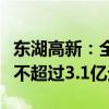 东湖高新：全资子公司拟向湖北数据集团增资不超过3.1亿元
