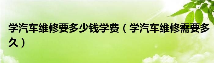 学汽车修理学费多少钱（学汽车维修要多少钱）