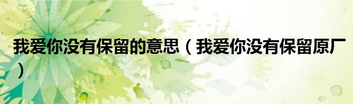 我爱你没有保留歌词（我爱你没有保留我爱你到最后歌名是什么）