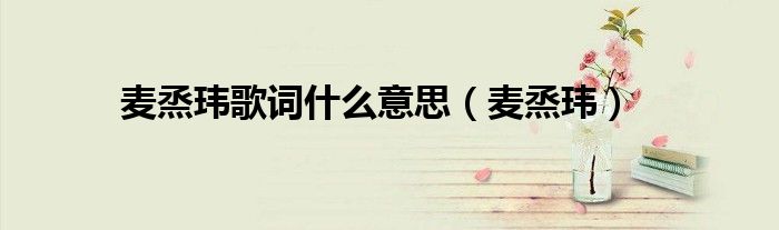 麦烝玮歌曲（麦烝玮原版歌曲）