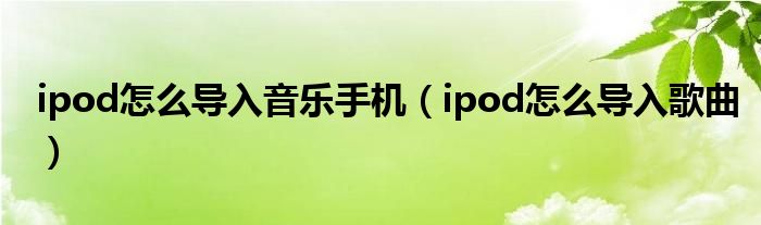 ipod怎么导入音乐最方便（ipod 怎么导入歌曲）