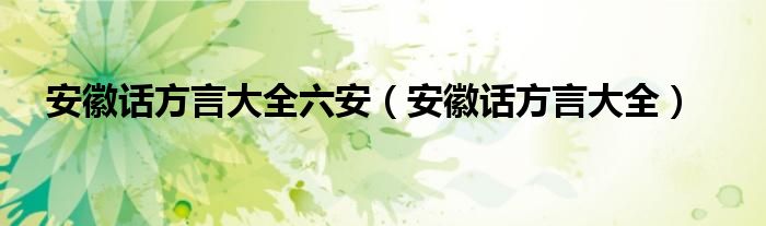 安徽六安话方言视频（安徽六安方言口头禅）