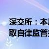 深交所：本周共对87起证券异常交易行为采取自律监管措施