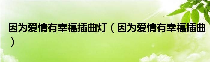 如果爱情有幸福插曲（因为爱情有幸福歌曲主题曲）