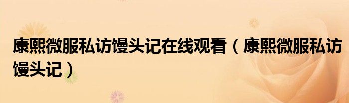 康康在线官网app（正在播放康熙微服私访记）